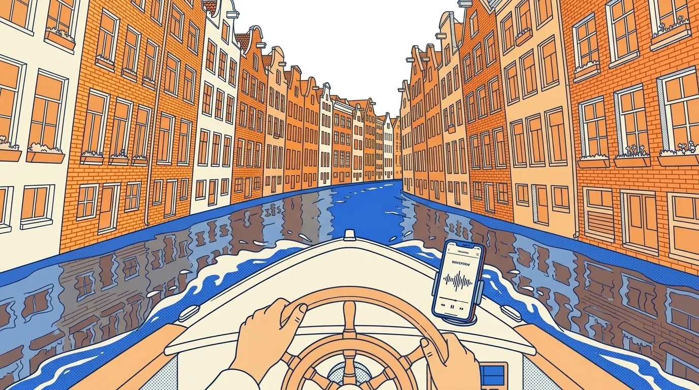 Traveler using Amsterdam Mokum Tour on a canal boat in Amsterdam
